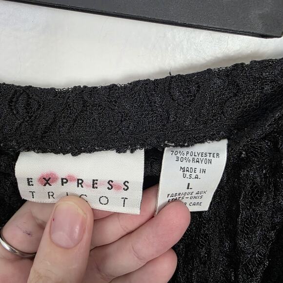 Vintage Express Black Lacey Sheer Gothic 90s Witchy Costume Maxi Skirt Size L - Picture 4 of 7